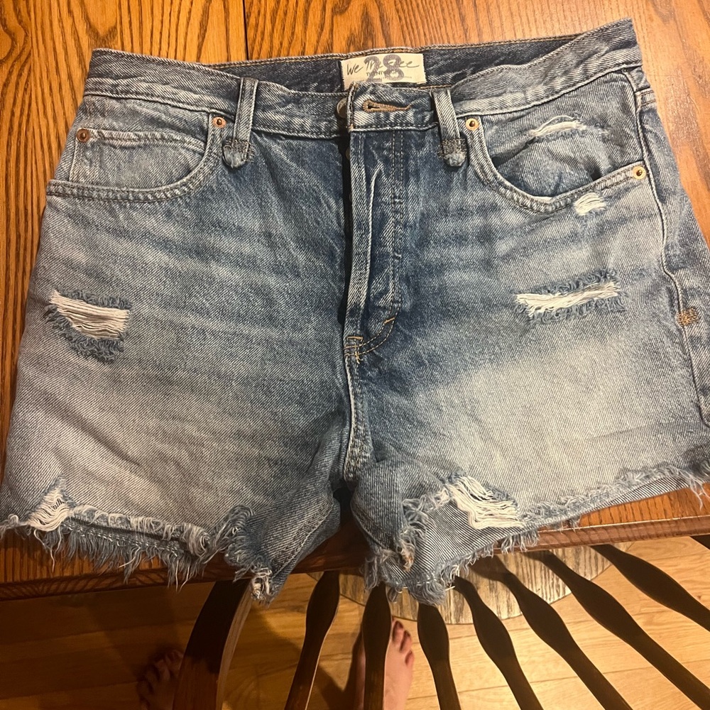 We The Free Blue Jean Shorts Distressed High-Waisted